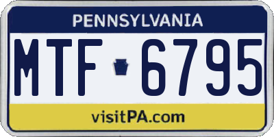 PA license plate MTF6795