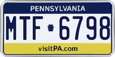 PA license plate MTF6798