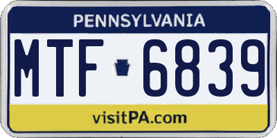 PA license plate MTF6839