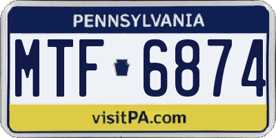 PA license plate MTF6874