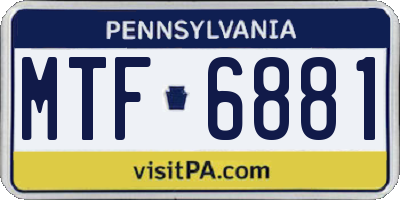 PA license plate MTF6881