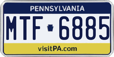 PA license plate MTF6885