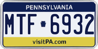 PA license plate MTF6932