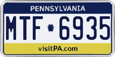 PA license plate MTF6935