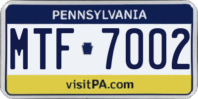 PA license plate MTF7002
