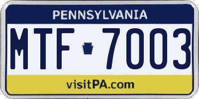 PA license plate MTF7003