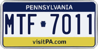 PA license plate MTF7011