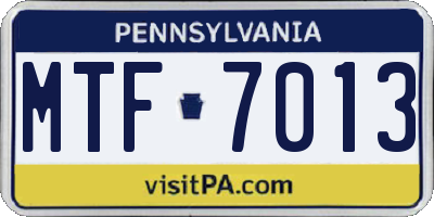 PA license plate MTF7013
