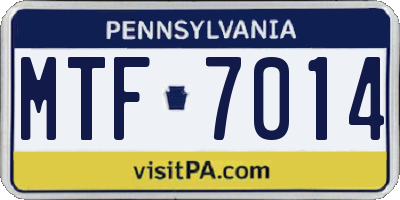 PA license plate MTF7014