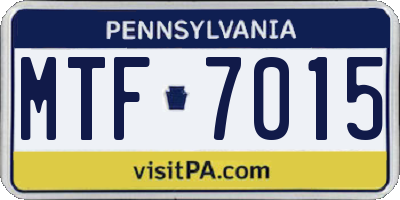 PA license plate MTF7015