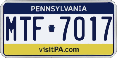 PA license plate MTF7017