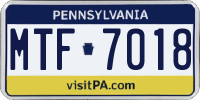 PA license plate MTF7018