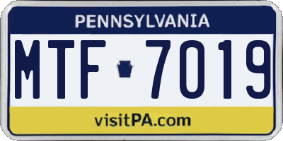 PA license plate MTF7019
