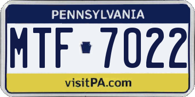PA license plate MTF7022