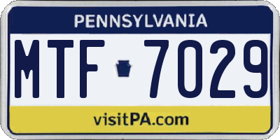 PA license plate MTF7029