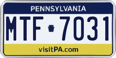 PA license plate MTF7031
