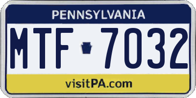 PA license plate MTF7032