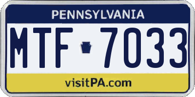 PA license plate MTF7033