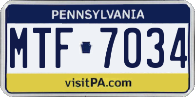PA license plate MTF7034