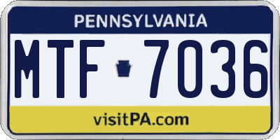 PA license plate MTF7036