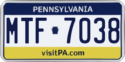 PA license plate MTF7038