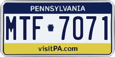 PA license plate MTF7071