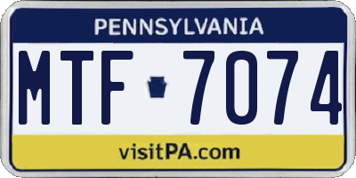 PA license plate MTF7074