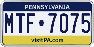 PA license plate MTF7075