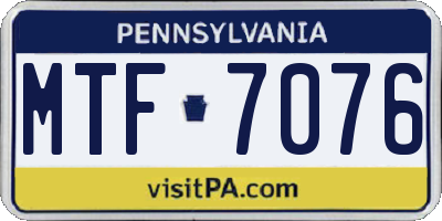PA license plate MTF7076