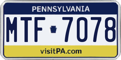 PA license plate MTF7078