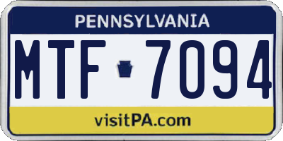 PA license plate MTF7094