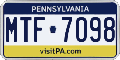 PA license plate MTF7098