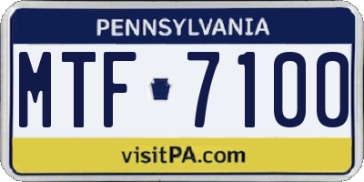 PA license plate MTF7100