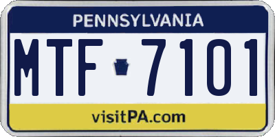PA license plate MTF7101