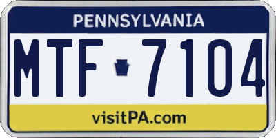 PA license plate MTF7104