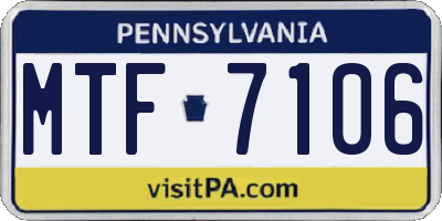 PA license plate MTF7106