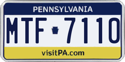 PA license plate MTF7110