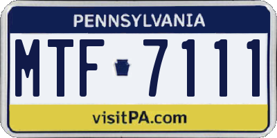 PA license plate MTF7111