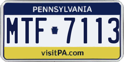 PA license plate MTF7113