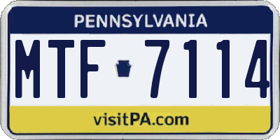 PA license plate MTF7114