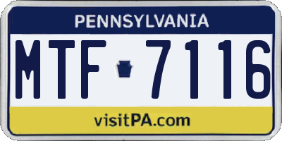 PA license plate MTF7116