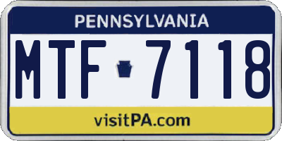 PA license plate MTF7118