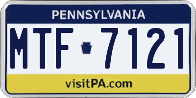 PA license plate MTF7121