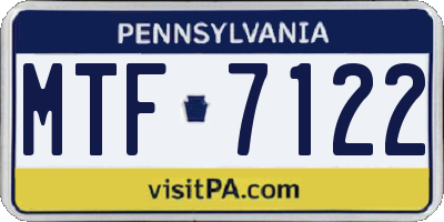 PA license plate MTF7122