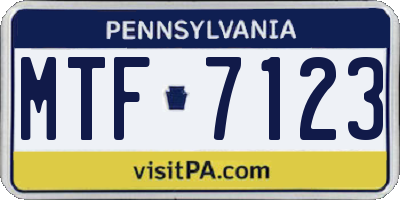 PA license plate MTF7123