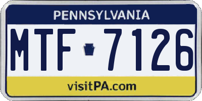 PA license plate MTF7126