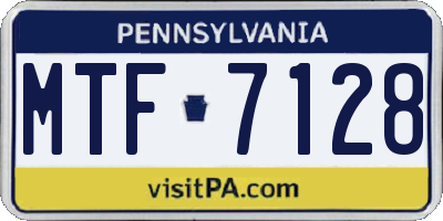 PA license plate MTF7128