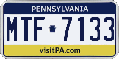 PA license plate MTF7133