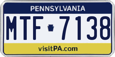 PA license plate MTF7138