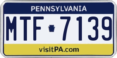 PA license plate MTF7139